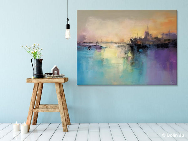 Large Paintings for Bedroom, Oversized Contemporary Wall Art Paintings, Abstract Landscape Painting on Canvas, Extra Large Original Artwork-ArtWorkCrafts.com