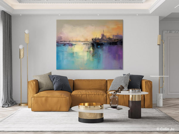 Large Paintings for Bedroom, Oversized Contemporary Wall Art Paintings, Abstract Landscape Painting on Canvas, Extra Large Original Artwork-ArtWorkCrafts.com