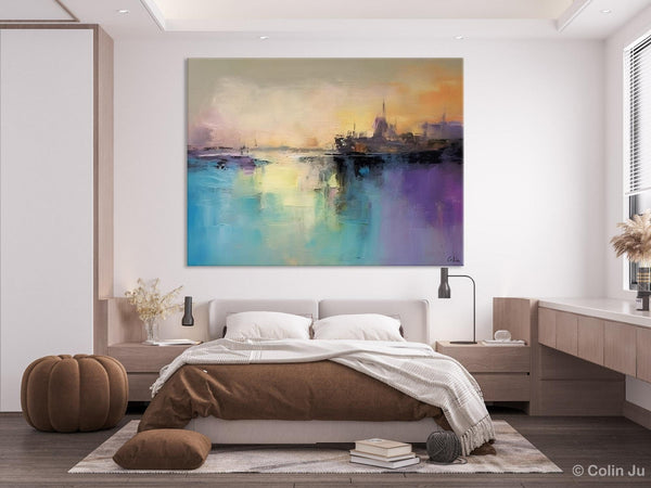 Large Paintings for Bedroom, Oversized Contemporary Wall Art Paintings, Abstract Landscape Painting on Canvas, Extra Large Original Artwork-ArtWorkCrafts.com