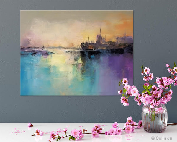 Large Paintings for Bedroom, Oversized Contemporary Wall Art Paintings, Abstract Landscape Painting on Canvas, Extra Large Original Artwork-ArtWorkCrafts.com