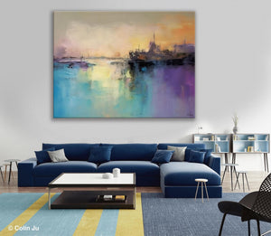 Large Paintings for Bedroom, Oversized Contemporary Wall Art Paintings, Abstract Landscape Painting on Canvas, Extra Large Original Artwork-ArtWorkCrafts.com