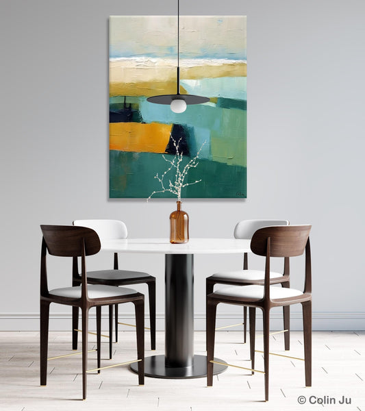 Large Geometric Abstract Painting, Landscape Canvas Paintings for Bedroom, Acrylic Painting on Canvas, Original Landscape Abstract Painting-ArtWorkCrafts.com