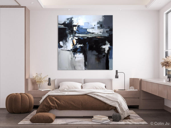Original Modern Wall Art on Canvas, Black Contemporary Canvas Art, Modern Acrylic Artwork for Sale, Large Abstract Painting for Bedroom-ArtWorkCrafts.com