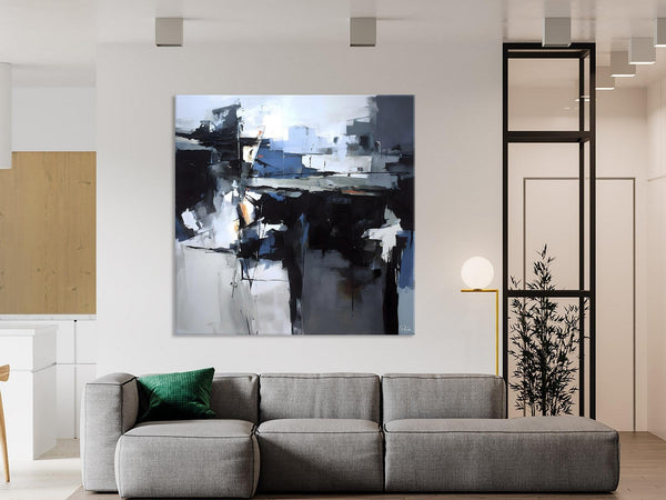 Original Modern Wall Art on Canvas, Black Contemporary Canvas Art, Modern Acrylic Artwork for Sale, Large Abstract Painting for Bedroom-ArtWorkCrafts.com