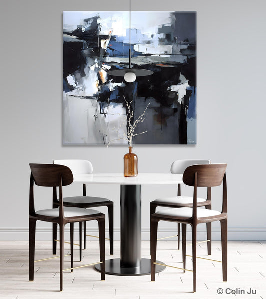 Original Modern Wall Art on Canvas, Black Contemporary Canvas Art, Modern Acrylic Artwork for Sale, Large Abstract Painting for Bedroom-ArtWorkCrafts.com