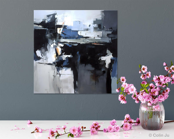Original Modern Wall Art on Canvas, Black Contemporary Canvas Art, Modern Acrylic Artwork for Sale, Large Abstract Painting for Bedroom-ArtWorkCrafts.com