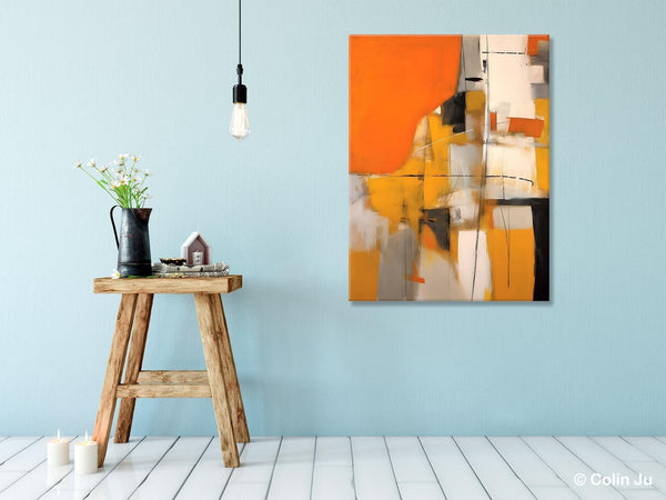 Large Paintings for Bedroom, Yellow Abstract Art Paintings, Large Contemporary Wall Art, Hand Painted Canvas Art, Original Modern Painting-ArtWorkCrafts.com