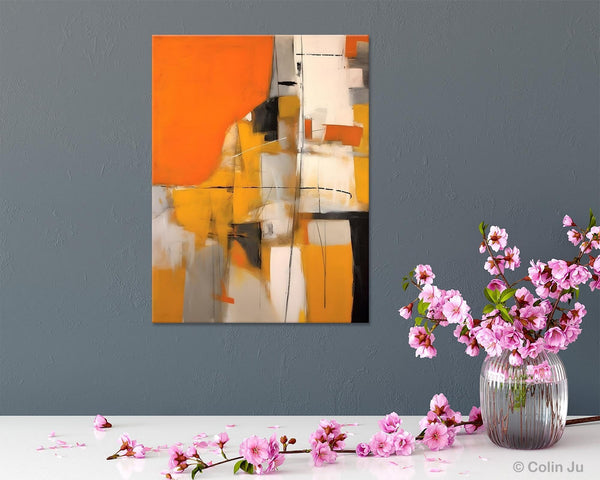Large Paintings for Bedroom, Yellow Abstract Art Paintings, Large Contemporary Wall Art, Hand Painted Canvas Art, Original Modern Painting-ArtWorkCrafts.com