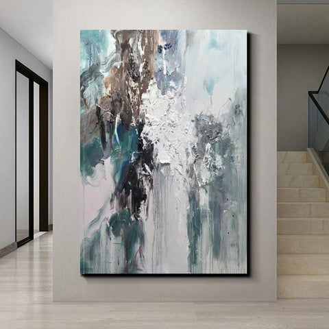 Living Room Abstract Paintings, Large Acrylic Canvas Paintings, Large Wall Art Ideas, Impasto Painting, Blue Modern Abstract Painting-ArtWorkCrafts.com