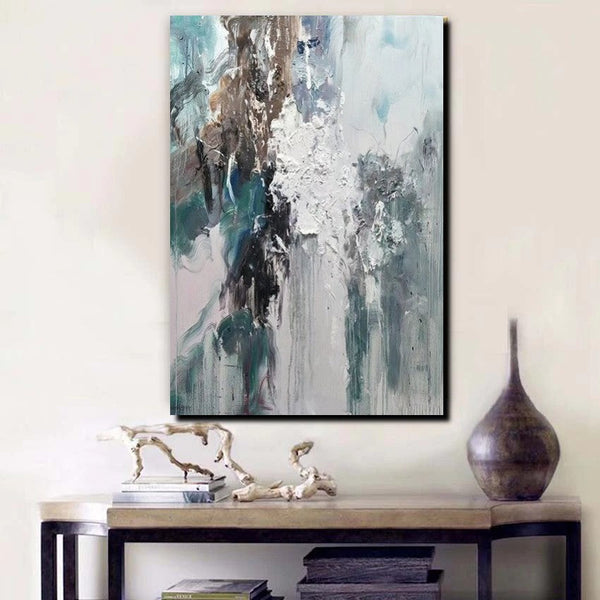 Living Room Abstract Paintings, Large Acrylic Canvas Paintings, Large Wall Art Ideas, Impasto Painting, Blue Modern Abstract Painting-ArtWorkCrafts.com