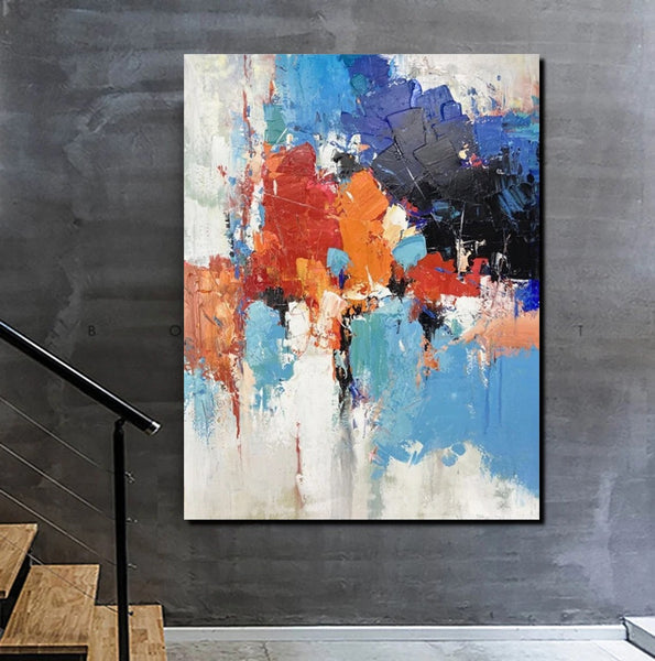 Modern Canvas Painting, Living Room Wall Art Ideas, Buy Abstract Art Online, Heavy Texture Art, Large Acrylic Painting on Canvas-ArtWorkCrafts.com