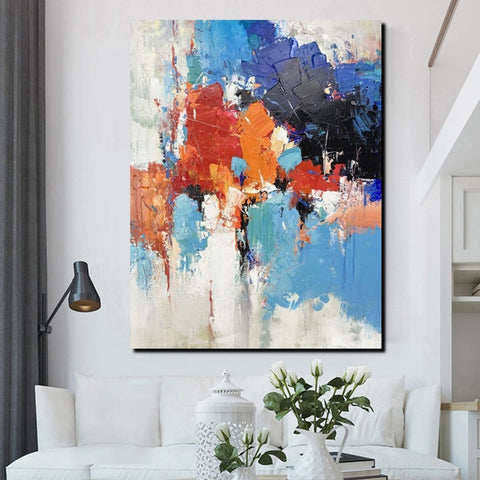 Modern Canvas Painting, Living Room Wall Art Ideas, Buy Abstract Art Online, Heavy Texture Art, Large Acrylic Painting on Canvas-ArtWorkCrafts.com