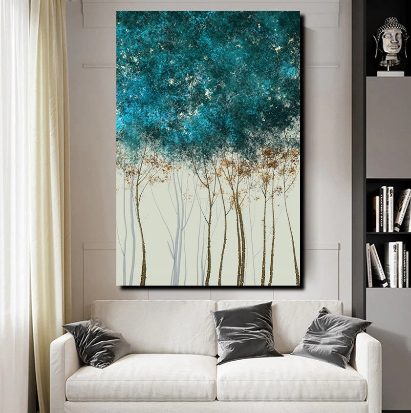 Tree Paintings, Simple Modern Art, Dining Room Wall Art Ideas, Buy Canvas Art Online, Simple Abstract Art, Large Acrylic Painting on Canvas-ArtWorkCrafts.com