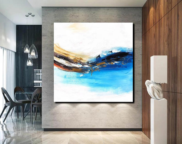 Simple Abstract Paintings, Bedroom Modern Paintings, Modern Contemporary Art, Acrylic Painting on Canvas, Blue Canvas Painting-ArtWorkCrafts.com