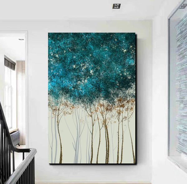 Tree Paintings, Simple Modern Art, Dining Room Wall Art Ideas, Buy Canvas Art Online, Simple Abstract Art, Large Acrylic Painting on Canvas-ArtWorkCrafts.com
