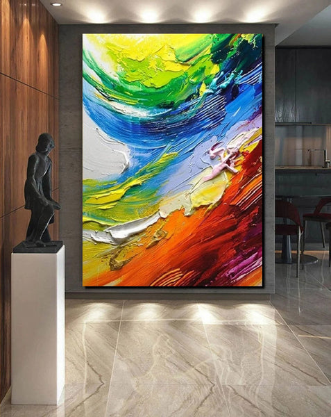 Contemporary Modern Art, Living Room Wall Art Ideas, Impasto Paintings, Buy Large Paintings Online, Palette Knife Paintings-ArtWorkCrafts.com