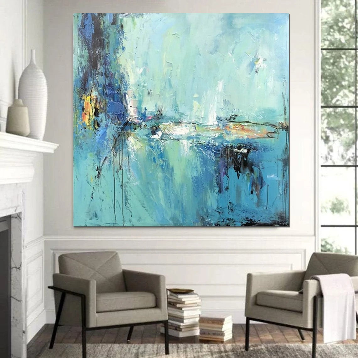 Modern Acrylic Canvas Painting, Heavy Texture Paintings, Palette Knife Paniting, Acrylic Painting on Canvas, Oversized Wall Art Painting for Sale-ArtWorkCrafts.com