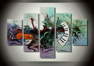 Abstract Painting, Violin, Electronic organ Painting, 5 Piece Abstract Wall Art, Musical Instrument Painting-ArtWorkCrafts.com