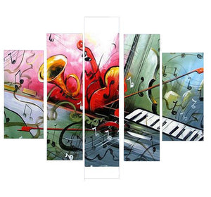 Violin Painting, Bedroom Abstract Painting, Electronic Organ Painting, 5 Piece Canvas Art-ArtWorkCrafts.com