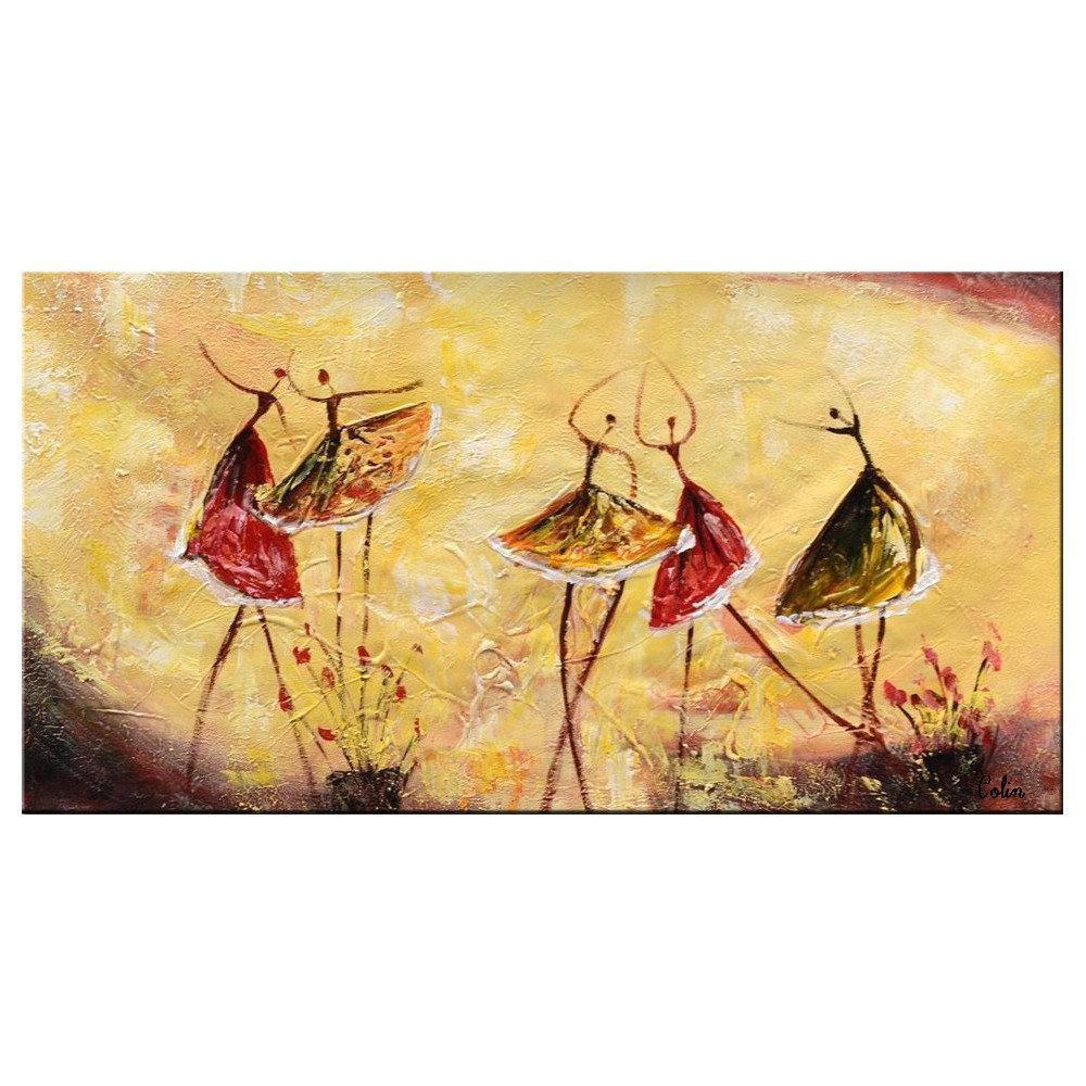 Ballet Dancer Abstract Painting, Contemporary Art, Art Painting, Abstract Art, Dining Room Wall Art-ArtWorkCrafts.com