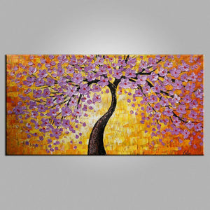 Texture Wall Art, Contemporary Art, Tree Painting, Acrylic Paintings, Flower Painting, Bedroom Wall Art, Heavy Texture Painting-ArtWorkCrafts.com