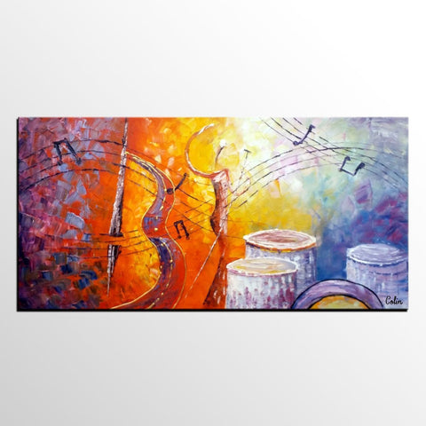 Violin Music Art, Canvas Wall Art, Abstract Art Painting, Bedroom Wall Art, Canvas Art, Modern Art, Contemporary Art-ArtWorkCrafts.com