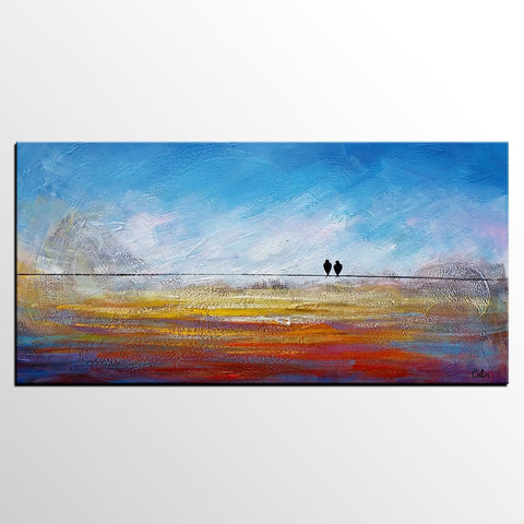 Modern Art, Abstract Art, Contemporary Wall Art, Love Birds Painting, Painting for Sale, Abstract Art Painting, Canvas Art-ArtWorkCrafts.com