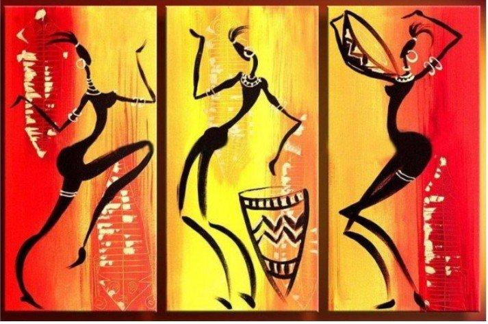 Bedroom Wall Art Paintings, African Woman Dancing Painting, African Girl Painting, Extra Large Painting on Canvas, Buy Paintings Online-ArtWorkCrafts.com