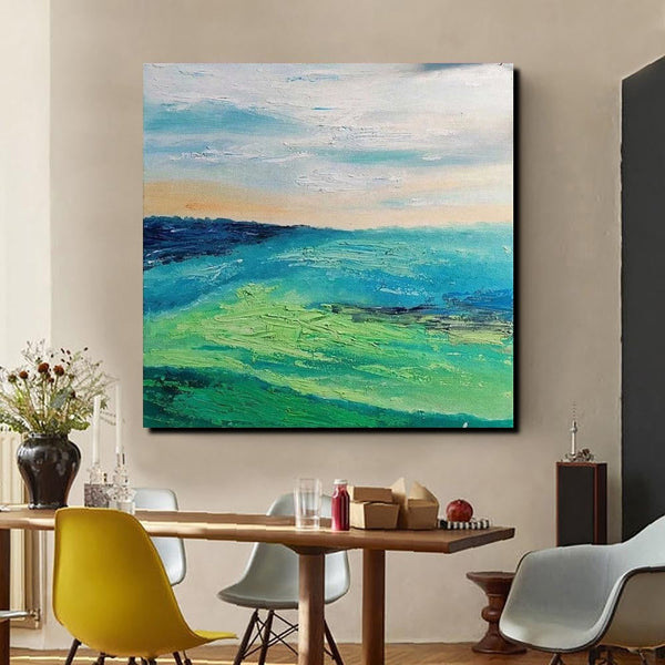 Landscape Acrylic Paintings, Abstract Landscape Painting, Modern Paintings for Living Room, Heavy Texture Painting, Large Painting Behind Sofa-ArtWorkCrafts.com