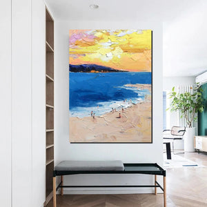 Large Wall Art Ideas for Bedroom, Landscape Canvas Painting, Heavy Texture Painting, Seashore Painting, Beach Painting, Large Paintings for Living Room-ArtWorkCrafts.com