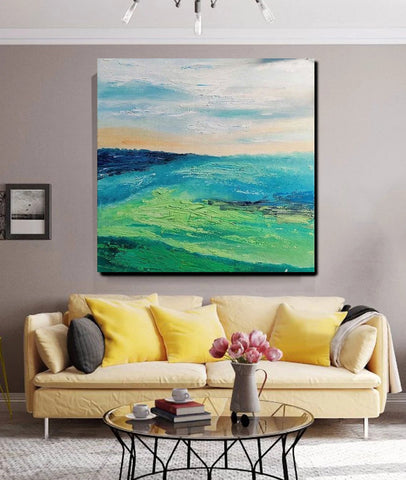 Landscape Acrylic Paintings, Abstract Landscape Painting, Modern Paintings for Living Room, Heavy Texture Painting, Large Painting Behind Sofa-ArtWorkCrafts.com