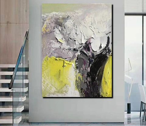 Living Room Abstract Paintings, Hand Painted Canvas Paintings, Heavy Texture Paintings, Palette Knife Painting, Modern Acrylic Painting-ArtWorkCrafts.com