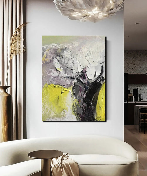 Living Room Abstract Paintings, Hand Painted Canvas Paintings, Heavy Texture Paintings, Palette Knife Painting, Modern Acrylic Painting-ArtWorkCrafts.com