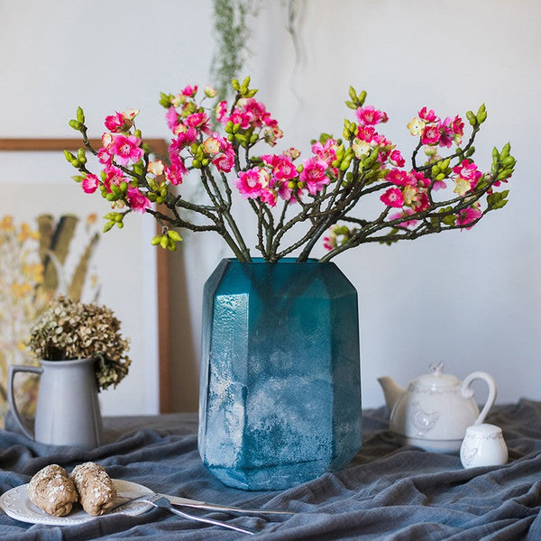 Creative Flower Arrangement Ideas for Home Decoration, Red Cherry Blossom, Sakura Flowers, Unique Artificial Flowers, Simple Artificial Floral for Dining Room-ArtWorkCrafts.com