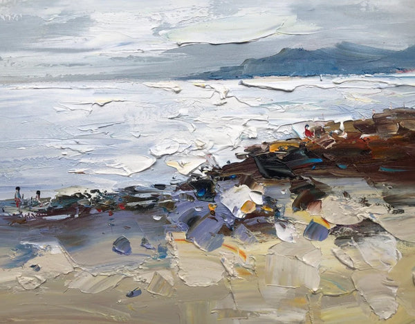 Landscape Paintings for Living Room, Landscape Canvas Paintings, Abstract Landscape Paintings, Seashore Beach paintings, Heavy Texture Canvas Art-ArtWorkCrafts.com