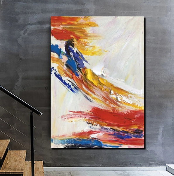 Living Room Wall Art Paintings, Acylic Abstract Paintings Behind Sofa, Large Painting Behind Couch, Buy Abstract Painting Online, Simple Modern Art-ArtWorkCrafts.com