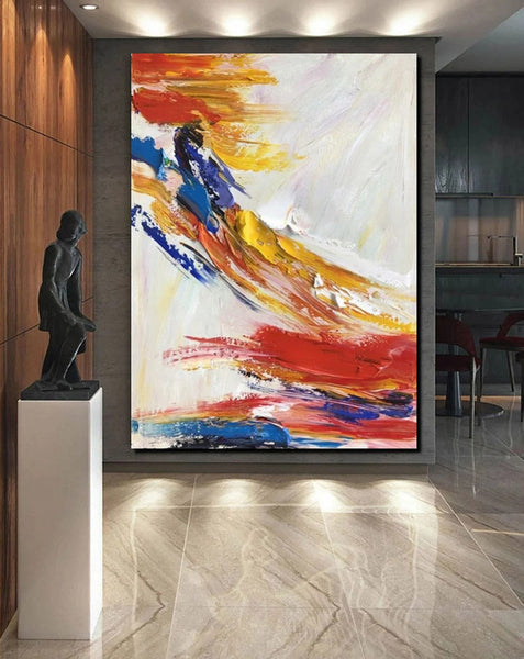 Living Room Wall Art Paintings, Acylic Abstract Paintings Behind Sofa, Large Painting Behind Couch, Buy Abstract Painting Online, Simple Modern Art-ArtWorkCrafts.com