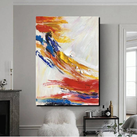 Living Room Wall Art Paintings, Acylic Abstract Paintings Behind Sofa, Large Painting Behind Couch, Buy Abstract Painting Online, Simple Modern Art-ArtWorkCrafts.com