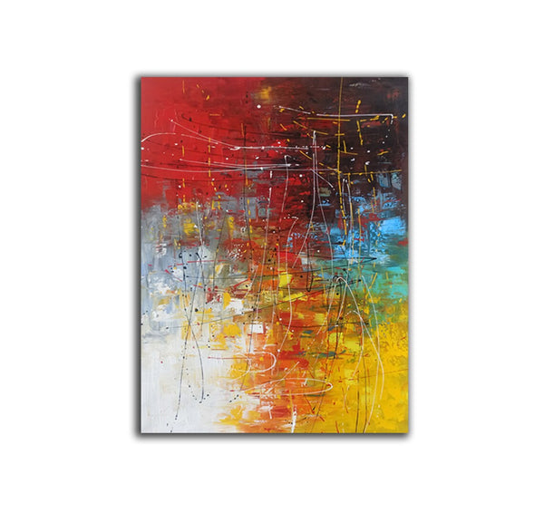 Contemporary Canvas Artwork, Large Modern Acrylic Painting, Red Abstract Wall Art Paintings, Modern Art for Dining Room, Hand Painted Wall Art Painting-ArtWorkCrafts.com