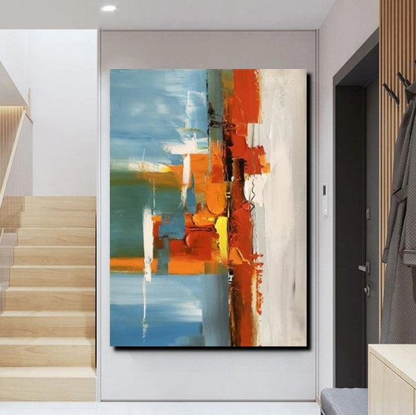 Abstract Paintings Behind Sofa, Heavy Texture Paintings for Living Room, Contemporary Modern Art, Buy Large Paintings Online-ArtWorkCrafts.com
