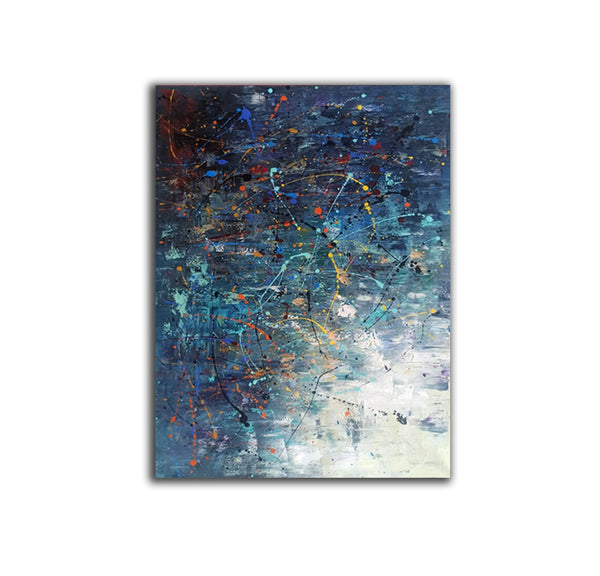 Extra Large Paintings for Living Room, Hand Painted Wall Art Paintings, Blue Abstract Acrylic Painting, Modern Abstract Art for Dining Room-ArtWorkCrafts.com