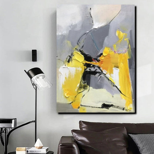Abstract Paintings Behind Sofa, Acrylic Paintings for Bedroom, Palette Knife Canvas Art, Contemporary Canvas Wall Art, Buy Paintings Online-ArtWorkCrafts.com