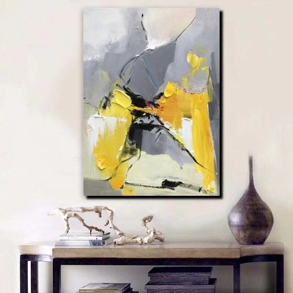 Abstract Paintings Behind Sofa, Acrylic Paintings for Bedroom, Palette Knife Canvas Art, Contemporary Canvas Wall Art, Buy Paintings Online-ArtWorkCrafts.com