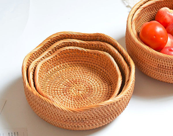 Small Rattan Baskets, Round Storage Basket, Woven Storage Baskets, Kitchen Storage Baskets, Storage Baskets for Shelves-ArtWorkCrafts.com