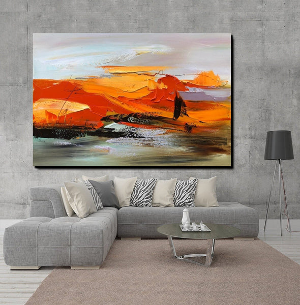 Acrylic Paintings on Canvas, Large Paintings Behind Sofa, Large Painting for Living Room, Heavy Texture Painting, Buy Paintings Online-ArtWorkCrafts.com