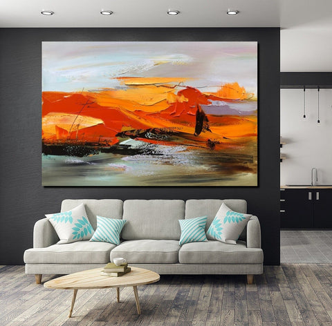 Acrylic Paintings on Canvas, Large Paintings Behind Sofa, Large Painting for Living Room, Heavy Texture Painting, Buy Paintings Online-ArtWorkCrafts.com