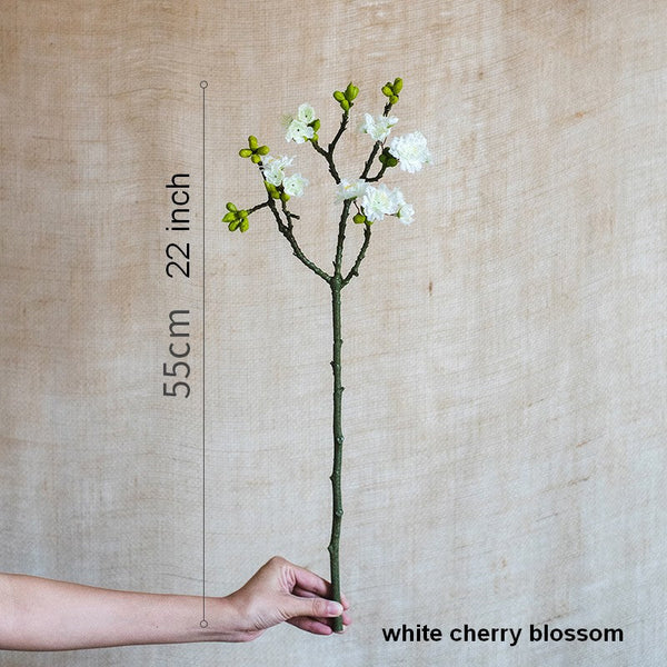 Flower Arrangement Ideas for Living Room, White Cherry Blossom, Sakura Flowers, Unique Artificial Flowers for Home Decoration, Simple Artificial Floral for Bedroom-ArtWorkCrafts.com