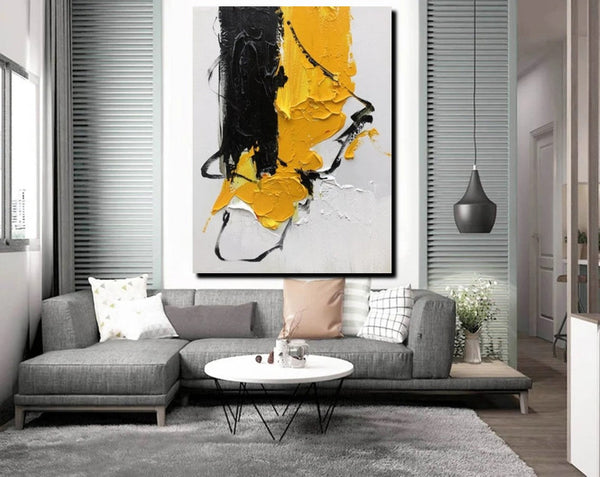Acrylic Paintings Behind Sofa, Abstract Paintings for Bedroom, Palette Knife Canvas Art, Contemporary Canvas Wall Art, Buy Paintings Online-ArtWorkCrafts.com