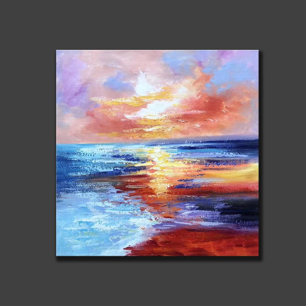 Sunset Painting, Acrylic Paintings for Living Room, Abstract Acrylic Painting, Abstract Landscape Paintings, Simple Painting Ideas for Bedroom, Large Abstract Canvas Paintings-ArtWorkCrafts.com