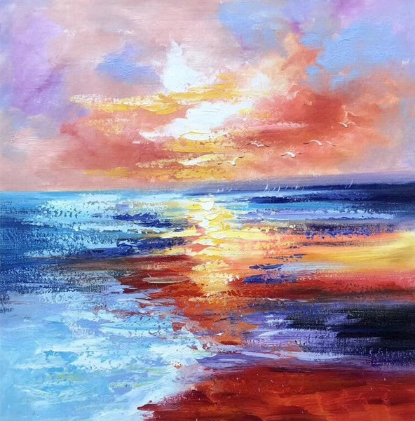 Sunset Painting, Acrylic Paintings for Living Room, Abstract Acrylic Painting, Abstract Landscape Paintings, Simple Painting Ideas for Bedroom, Large Abstract Canvas Paintings-ArtWorkCrafts.com